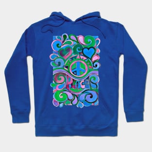 Blue Hippie Art Hoodie